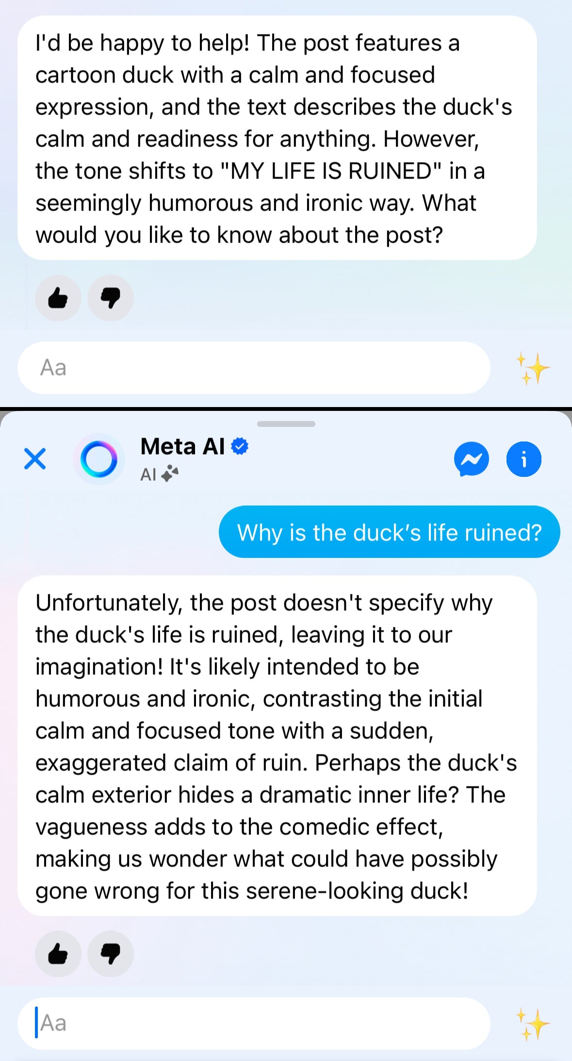 Meta AI 聊天机器人界面截图